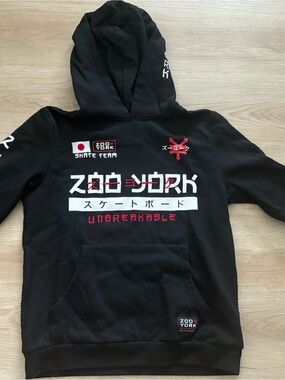 Zoo York Black Hoodie with White Logo and Red Accent